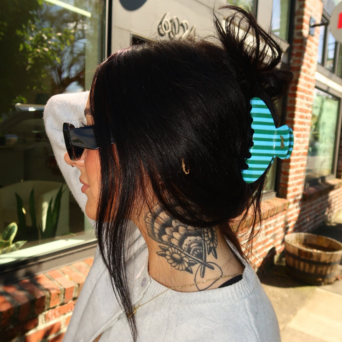 Cabana clip detail view in stylist Vanessa's hair, yello salon