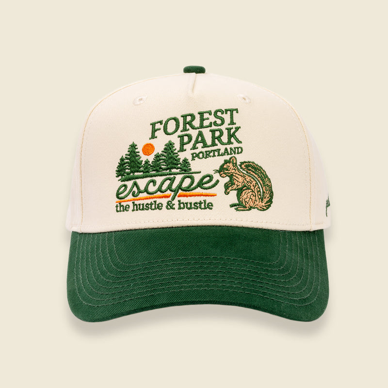 Forest Park hat front view by yello salon Portland